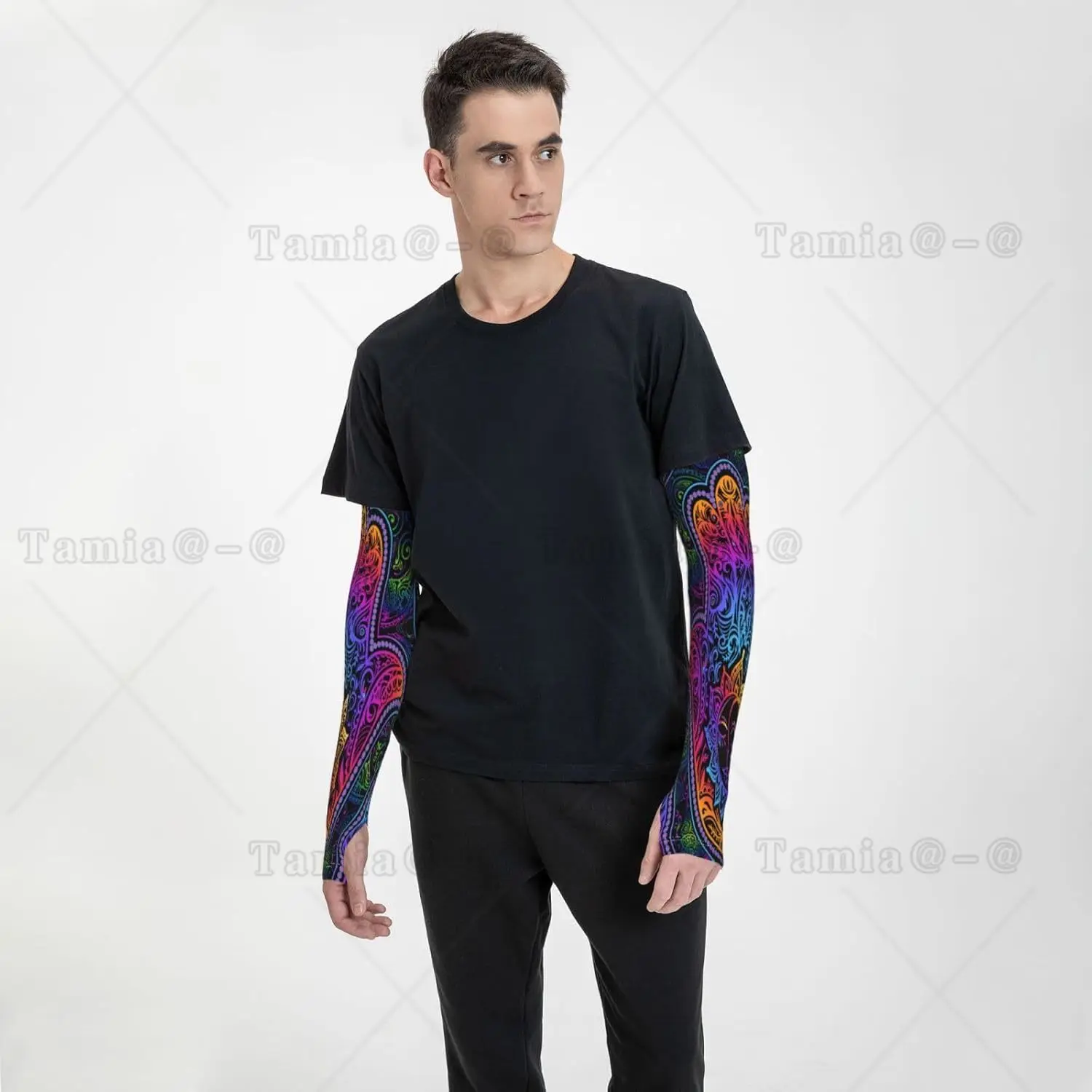 Culture juive Art bohème mauvais œil Hamsa main bras manches Protection Uv soleil unisexe Sport glace soie manches