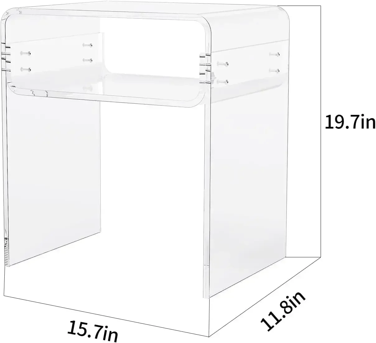 Clear Acrylic End Table 2-Tier Bedside nightstand for Living Room Bedroom Home Decor (Clear Double)