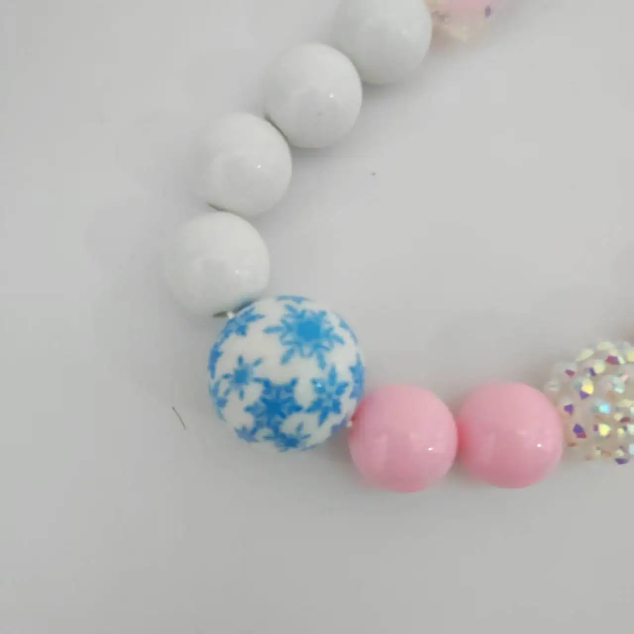 3D süße Schneemann Perlen mit rosa Schleife Halskette Baby Mädchen neue Mode lustige Weihnachten handgemachte Halskette