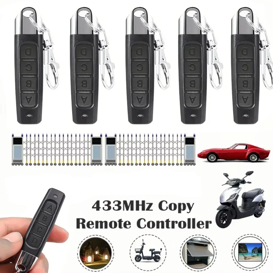 10-50PCS Remote Control 433MHz Car Key Garage Door Gate Opener Remote Control Duplicator Clone Cloning Code 4-Button Transmitter
