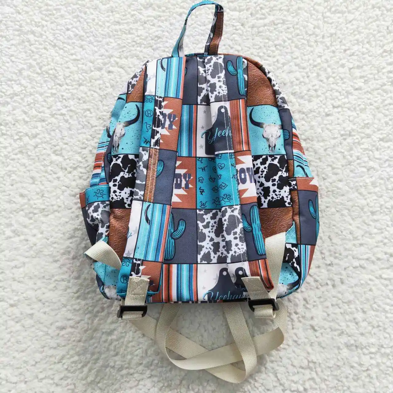 Western Kuh schwarzer Kaktus Howdy Print Taschen Kinder rucksack Schult asche wasserdicht ba0077