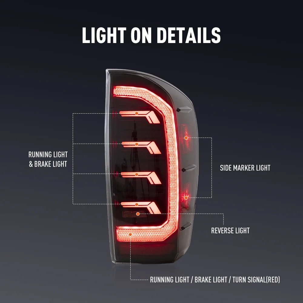 زوج من أضواء خلفية LED لتويوتا تاكوما 2016-2022 DRL عكس الفرامل تحول إشارة التوصيل والتشغيل مجموعة مصابيح الذيل الخلفي للسيارة
