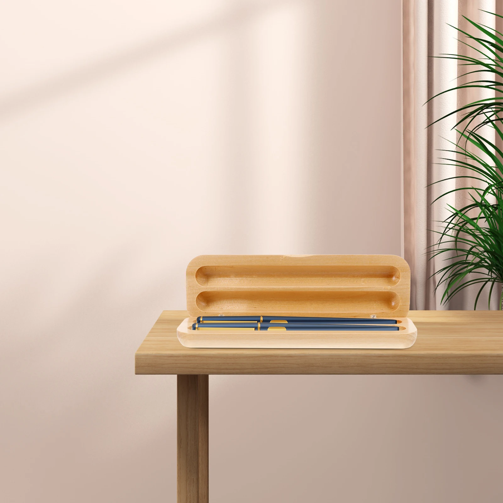 

Wooden Pen Case Holder Gift Box Display ganizer Portable Solid White Practical Pen Pencil Box Retro Style Long Term Use Business
