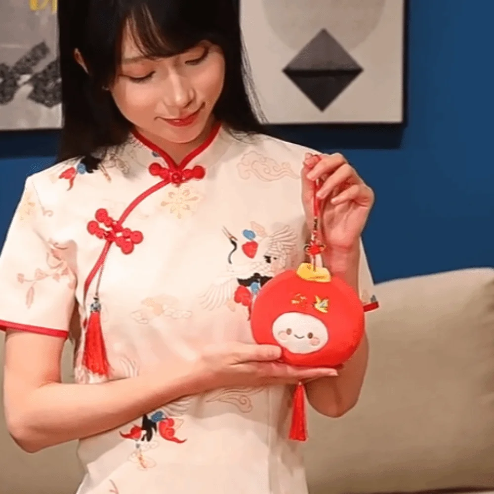 Colgante de muñeca con linterna roja china, buena suerte con borla, adorno para Festival de Primavera, juguetes de peluche de simulación suave