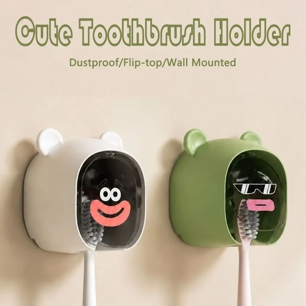 New Dustproof Toothbrush Holder Flip-top Wall Mounted Electric Toothbrush Storage Rack Toothbrush Storage Box
