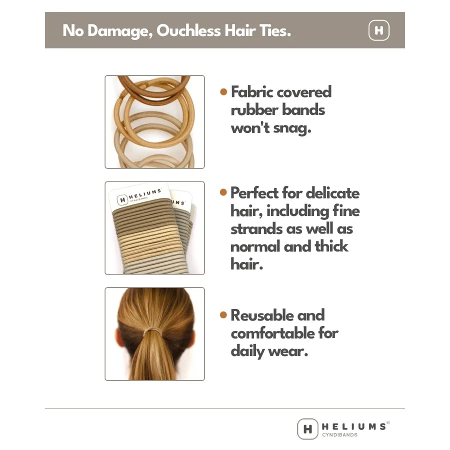 ربطات شعر مرنة من Cyndibands باللون البيج والأشقر - حوامل ذيل حصان خالية من الضرر مقاس 4 مم للنساء و24 عبوة من مطاط الشعر المطاطي المحايد #3