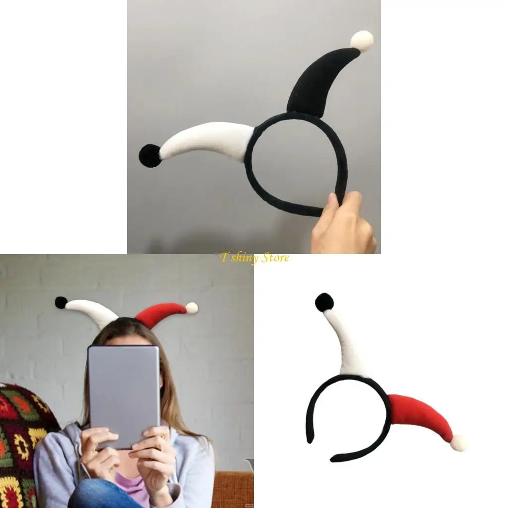 

N58F Soft Plush Clown Headband Exaggerated Hairhoop for Various Festival Occasion Masquerades Carnivals Party Props Hairband