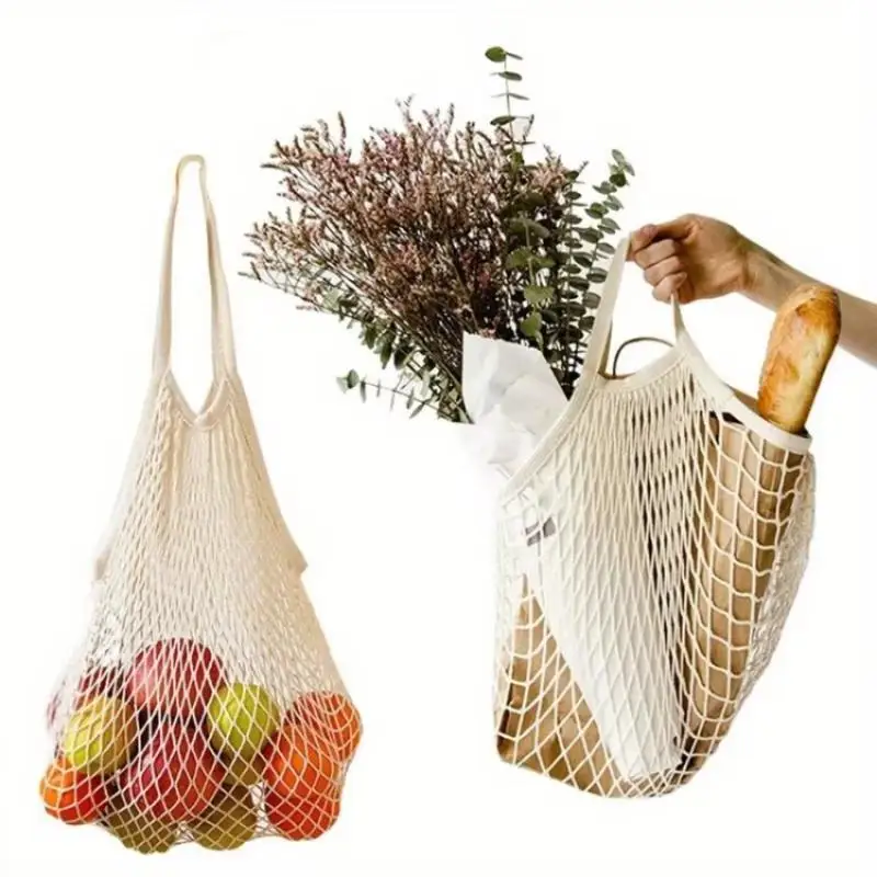 Large-Capacity Cotton Mesh Shopping Bag Rough Rope Woven Eco-Friendly Degradable Supermarket Bag Environmentally Conscious Consu