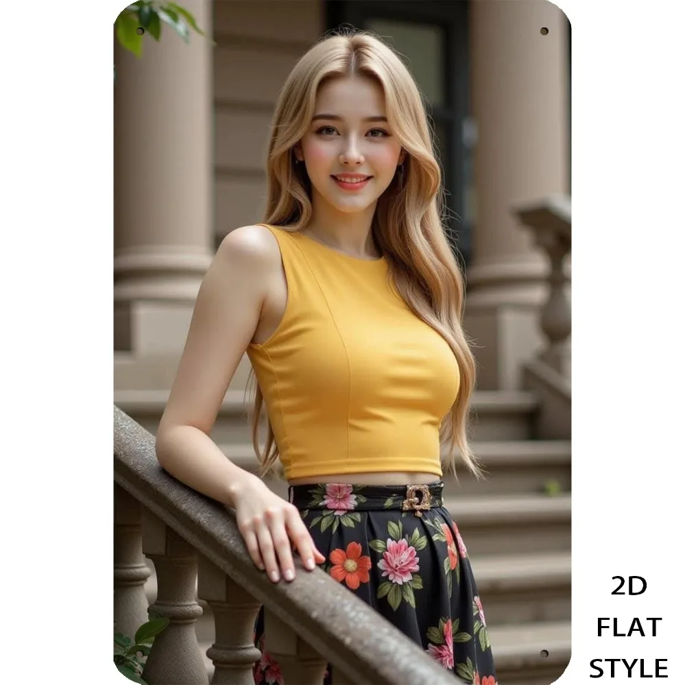 

Vintage Gold Woman Metal Wall Sign for Cafe Decor 20x30cm