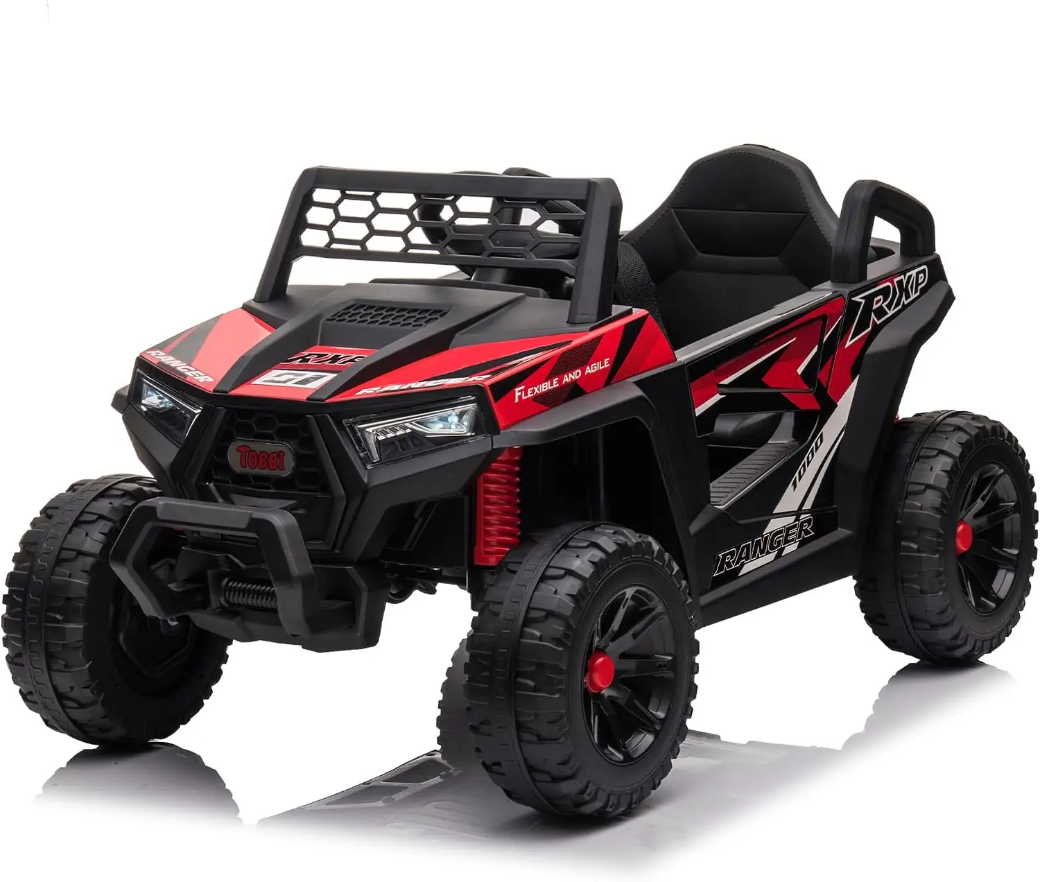 Kids Battery Powered 4Wheels Car Electric Toy Toddler 36 Red 25W Dual Motors Safety Belt Ride On OffRoad Utv Outdoor Adventure V