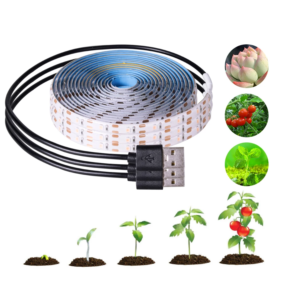 USB Phytolamps for Plants LED Plant Growth Light Strip 5V 2835 Chip 0.5m 1m 2m 3m for Hydroponic Greenhouse Seedlings Growth