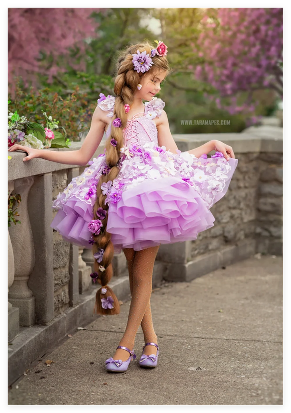 Luxury Lavender Girls Birthday Dress Beading Bow Flower Girl Dresses Queen Ball Gowns for Wedding Party