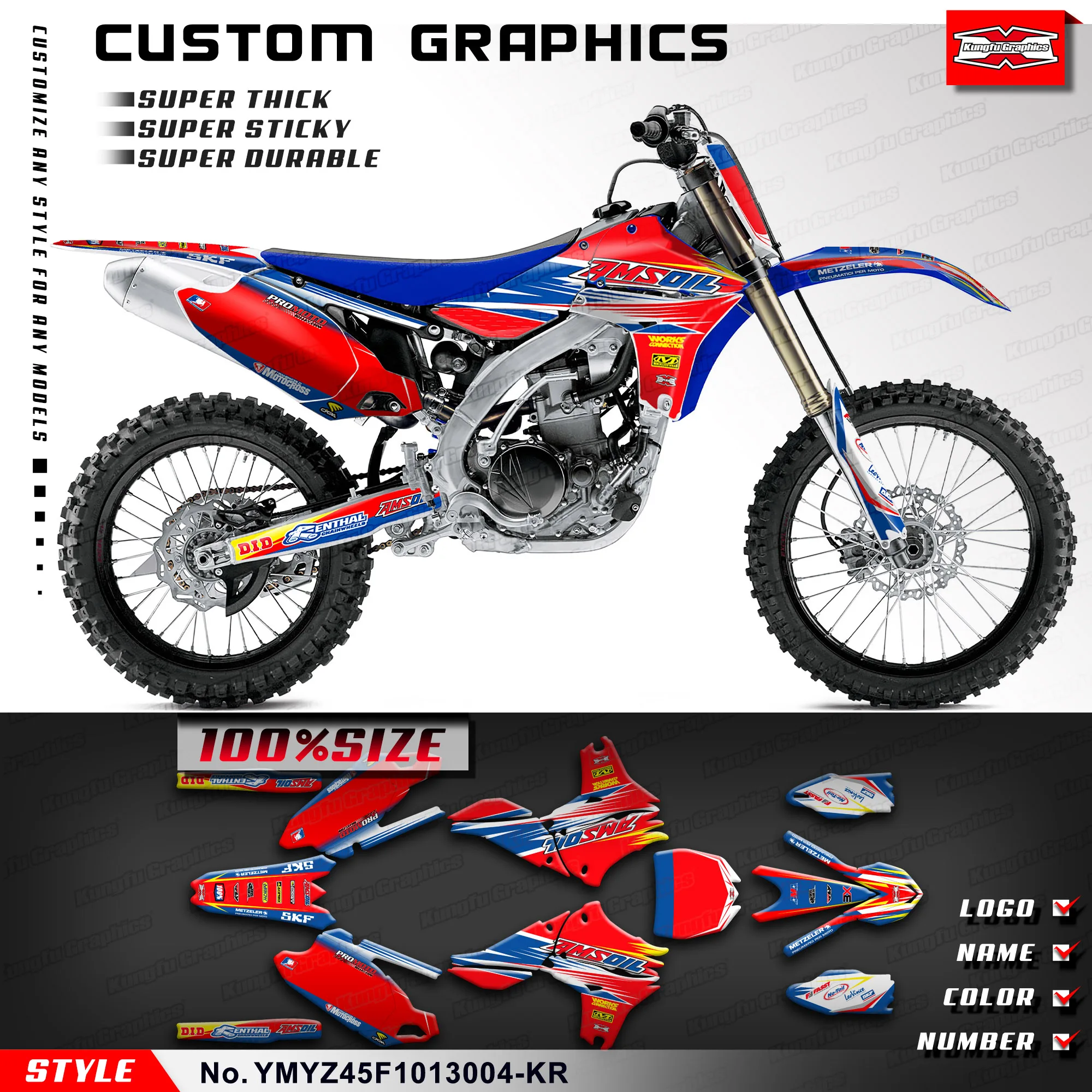 

KUNGFU GRAPHICS Dirt Bike Decals Custom Sticker Kit Complete Vinyl Wraps for Yamaha YZ450F 2010 2011 2012 2013 YMYZ45F1013004-KR