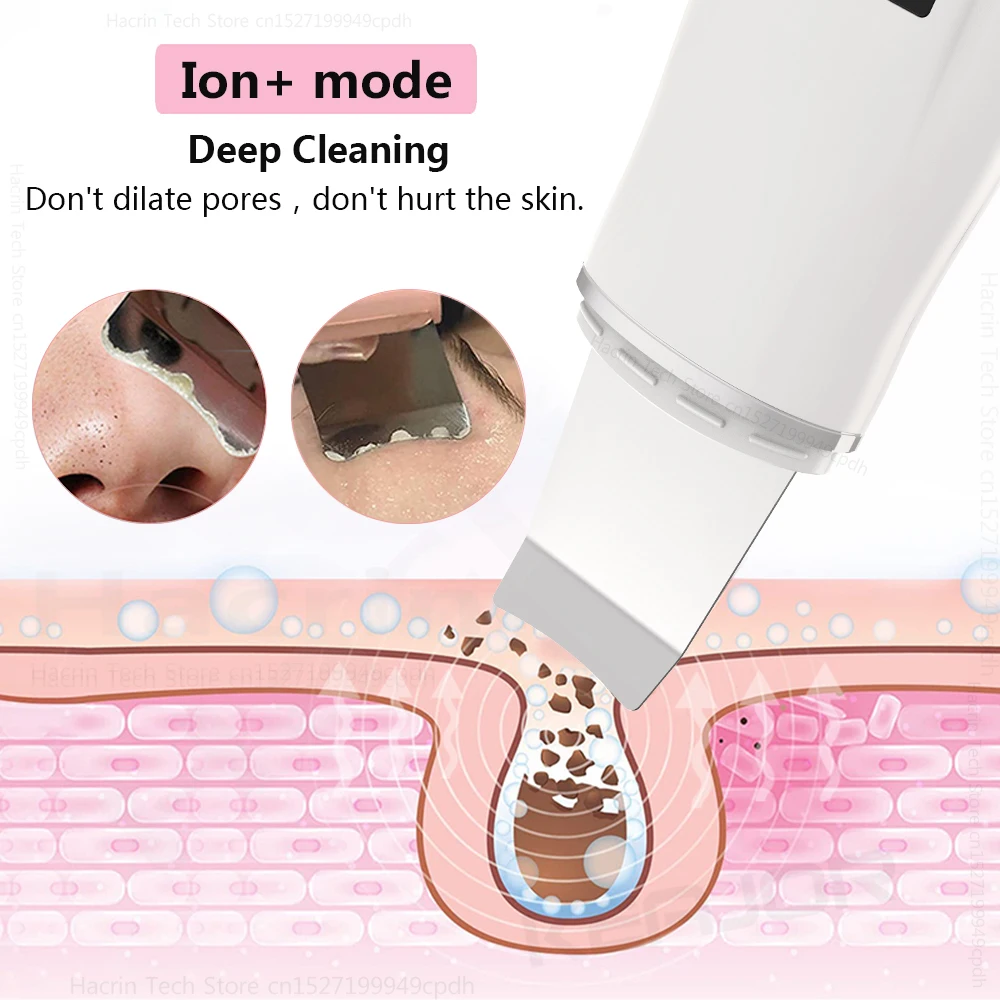 Purificador ultrassônico da pele, limpador facial ultrassônico, removedor de cravo, dispositivo de peeling ultrassônico para limpeza profunda do rosto