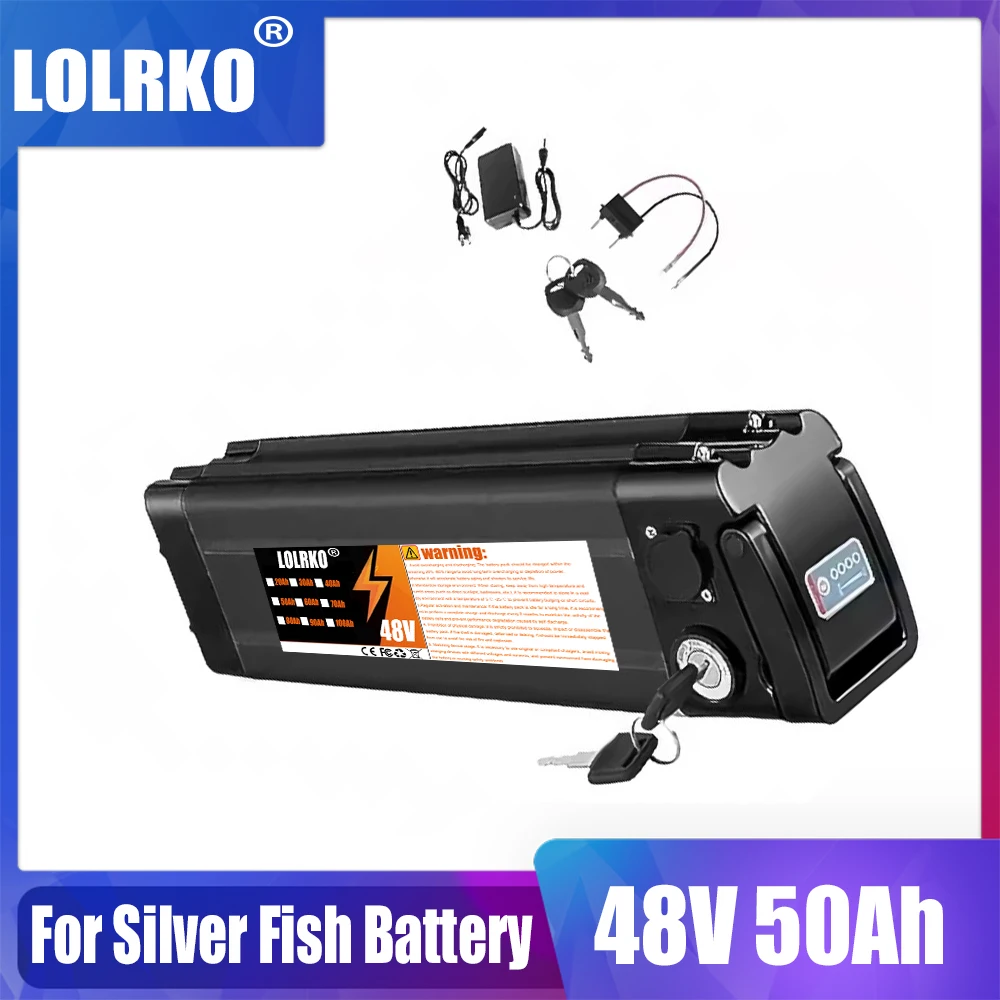48V 20Ah-50Ah Silver Fish High-capacity Liion Battery Pack for 250W 500W 750W 1000W Motors
