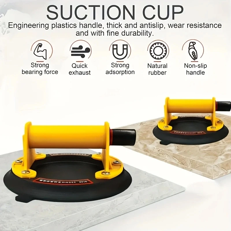 2025 New industrial suction cup with 200KG load capacity, 8-inch rubber bottom and plastic handle for handling large glass