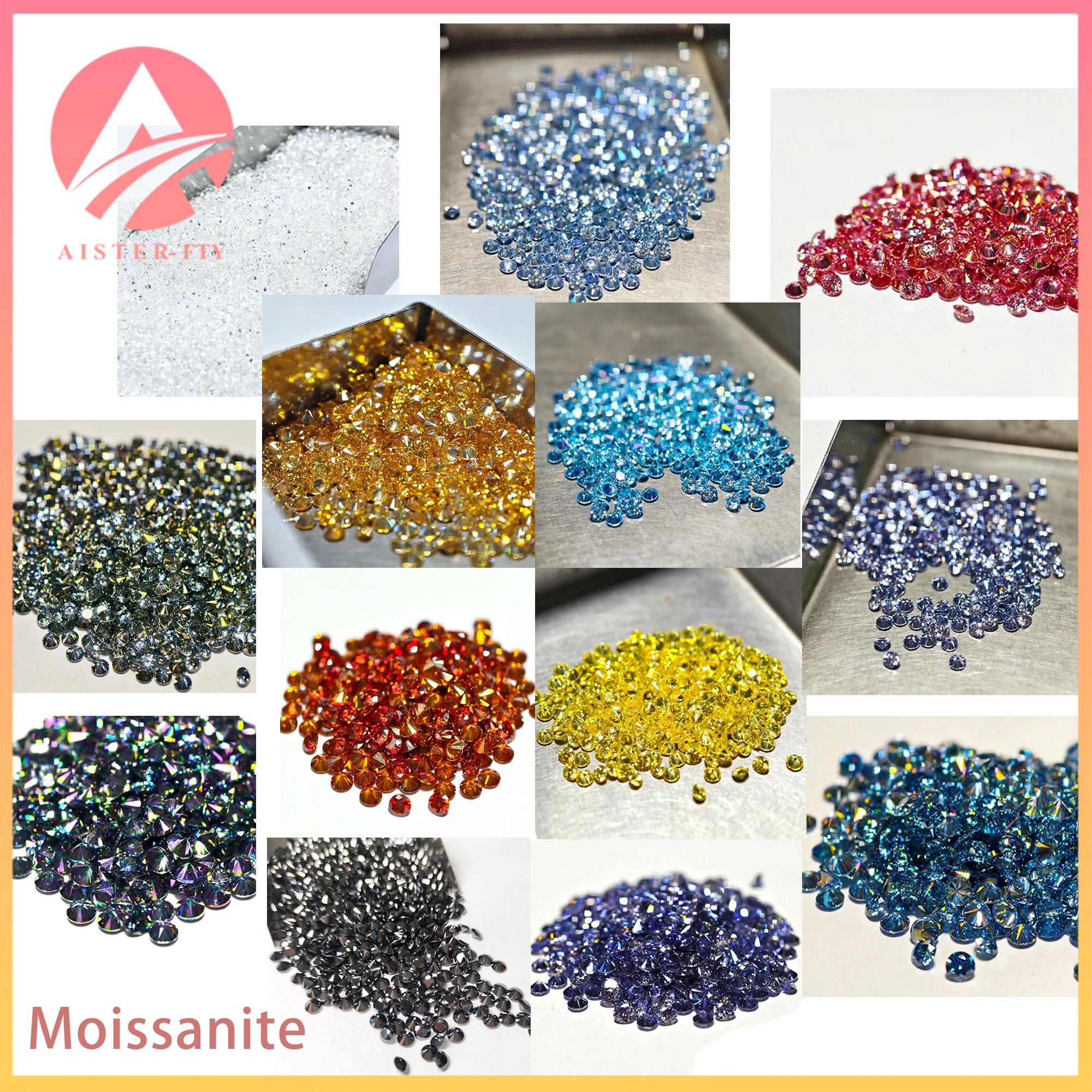 

Small Sizes Moissanite Garnet/Champagne/Ice Blue/Sakura/Golden Yellow Colors Loose Stones From 0.7mm To 2.9mm (1.0ct / Pack)