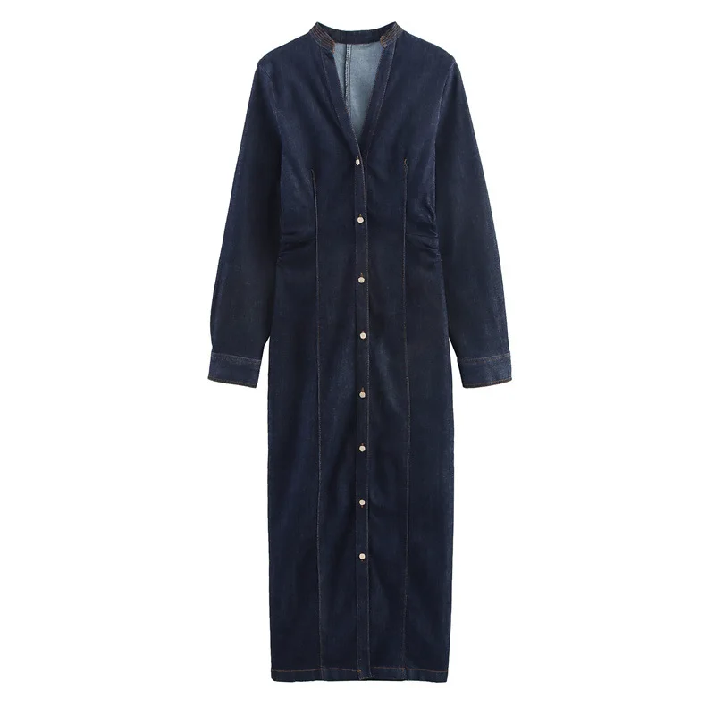 European and American style new fashionable denim shirt dress