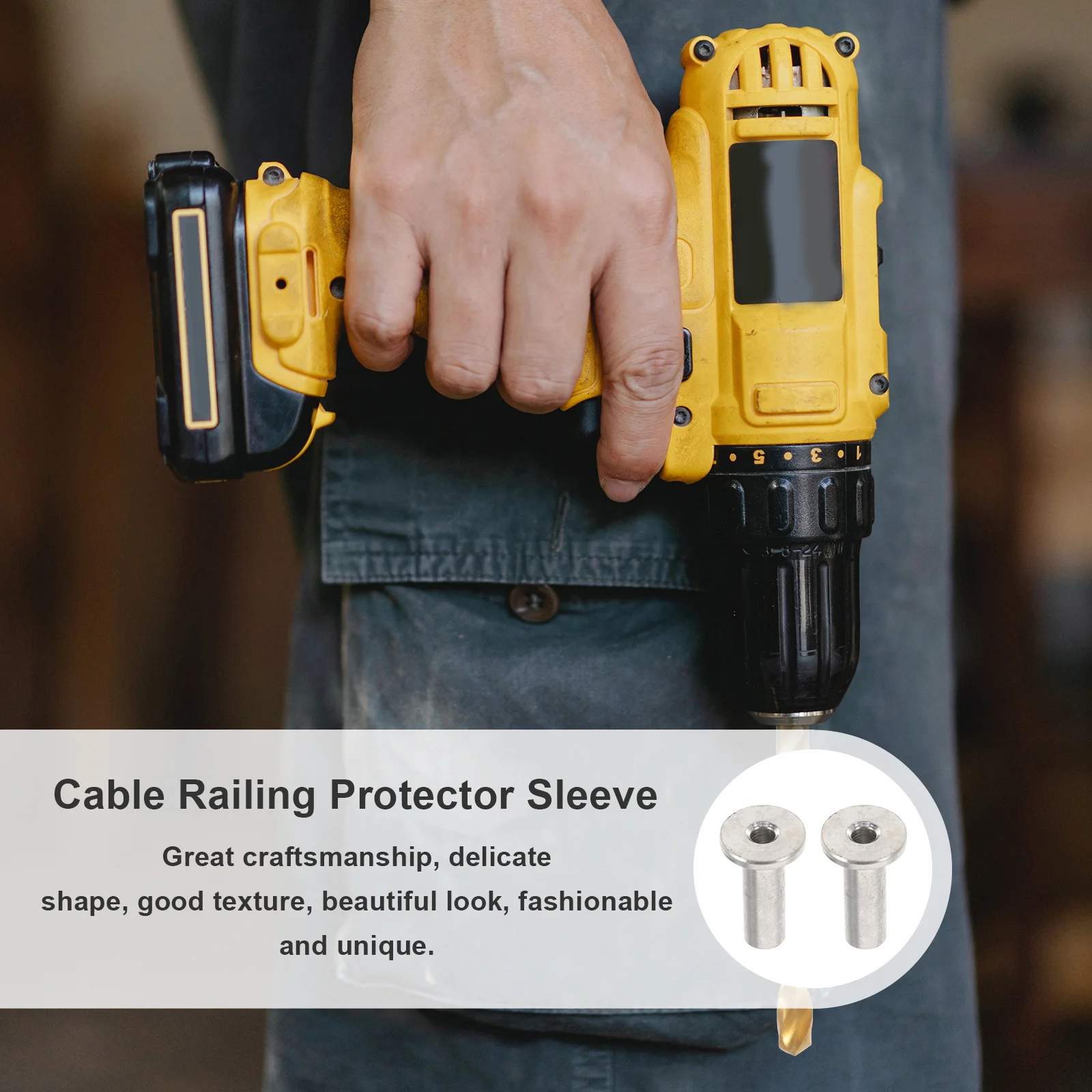 1 Set Cable Railing Protector Kit Stainless Steel Sleeves For 1/8 Inch Wire Rope Deck Balustrade Fixing Wood Posts Fence Boards