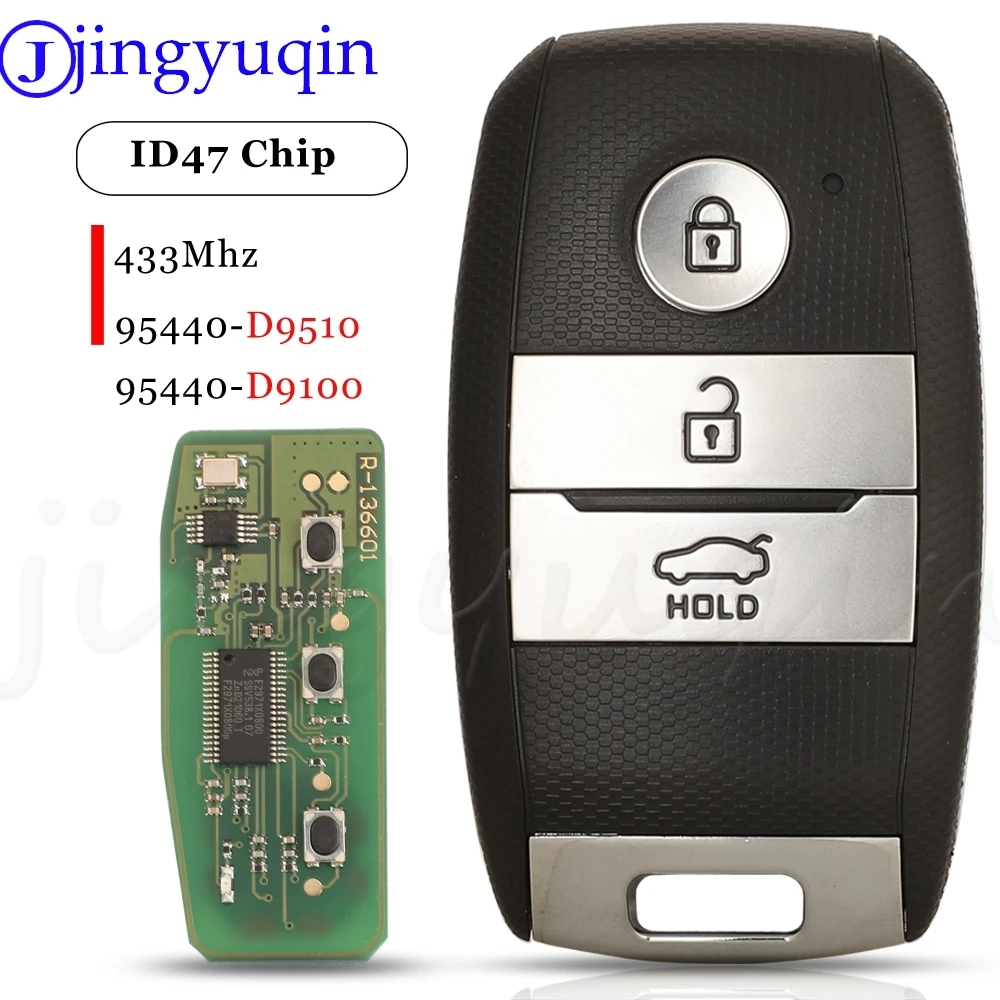 Jingyuqin 3 Buttons Smart card Remote control Car Key Fob 433 MHz 95440-D9100/D9510 ID47 Chip For KIA Sportage 2016