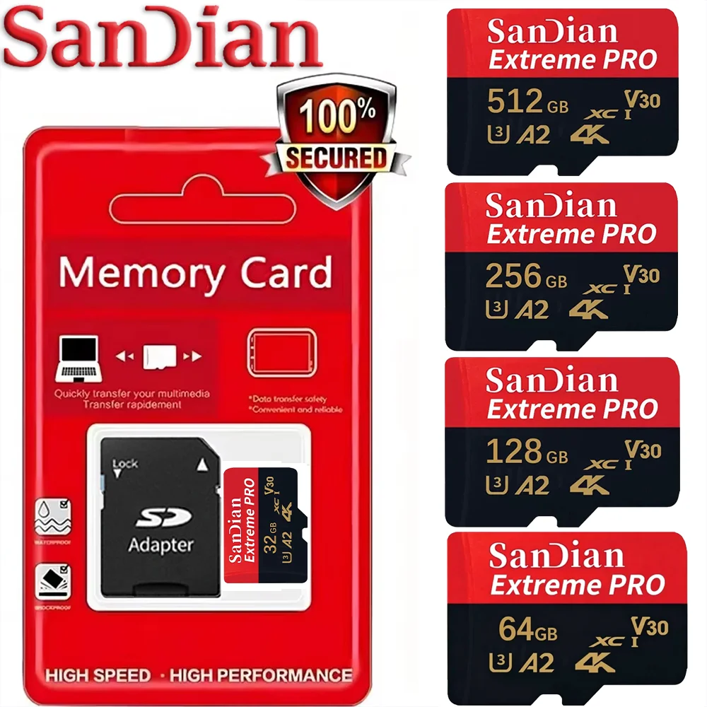 Cartão de Memória Micro TF SD U3 V30 A2 de Alta Velocidade 128GB 256GB em Promoção 2026 Novo para Drone, Switch, Câmera de Ação e Gravação 4K