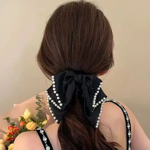 

New women's velvet solid color pearl fashionable high-end simple autumn and winter hair accessory