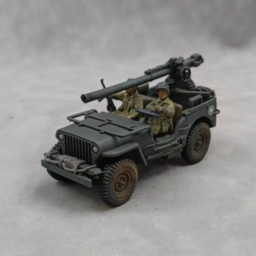 1/35 U.S. Army Willis Jeep Model (with two Soldiers) , SLA printing hand-colored finished model decorative ornament