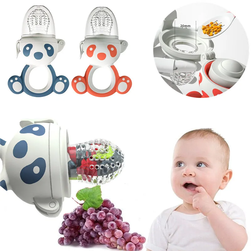 Newborn Baby Teether  Fresh Food Feeder Training to Eat Grinding Stick Fruit Cute Panda Printing Soother