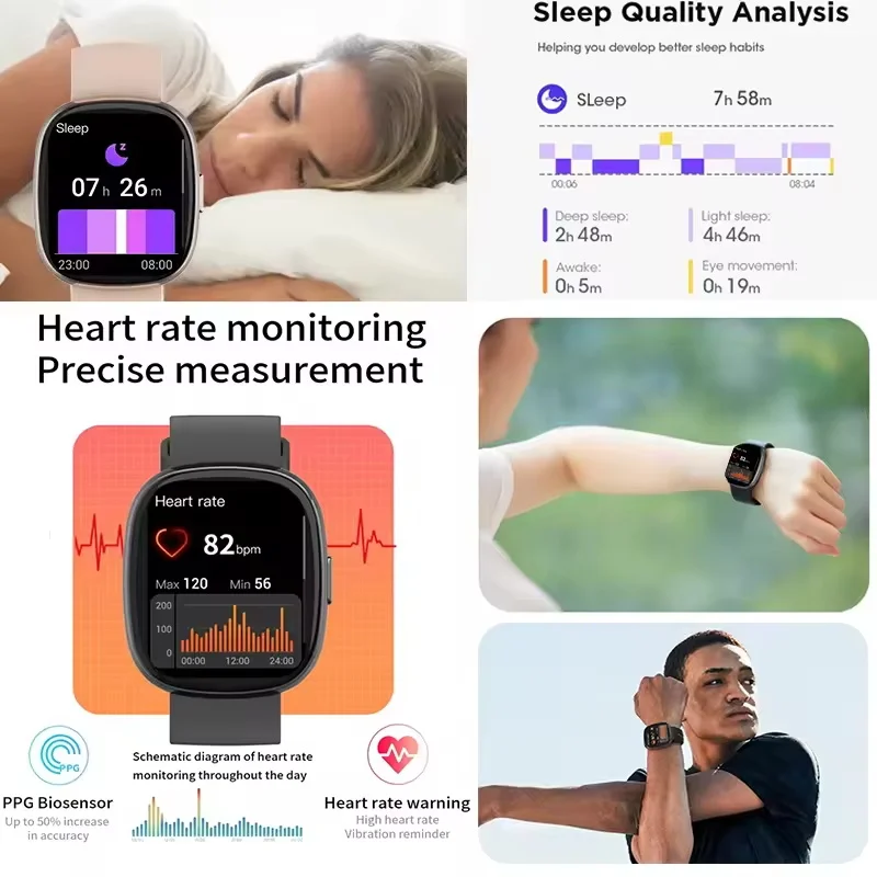 For Huawei Xiaomi Smart Watch Men Women Heart Rate 1.83 Inch AMOLED Screen Waterproof Bluetooth Call Sports Smart Watch 2024 New