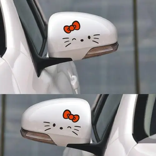 Sanrio Hello Kitty Rear View Mirror Sticker KT Reversing Mirror Sticker Reflector Car Sticker Personalized Cartoon Car Stickers