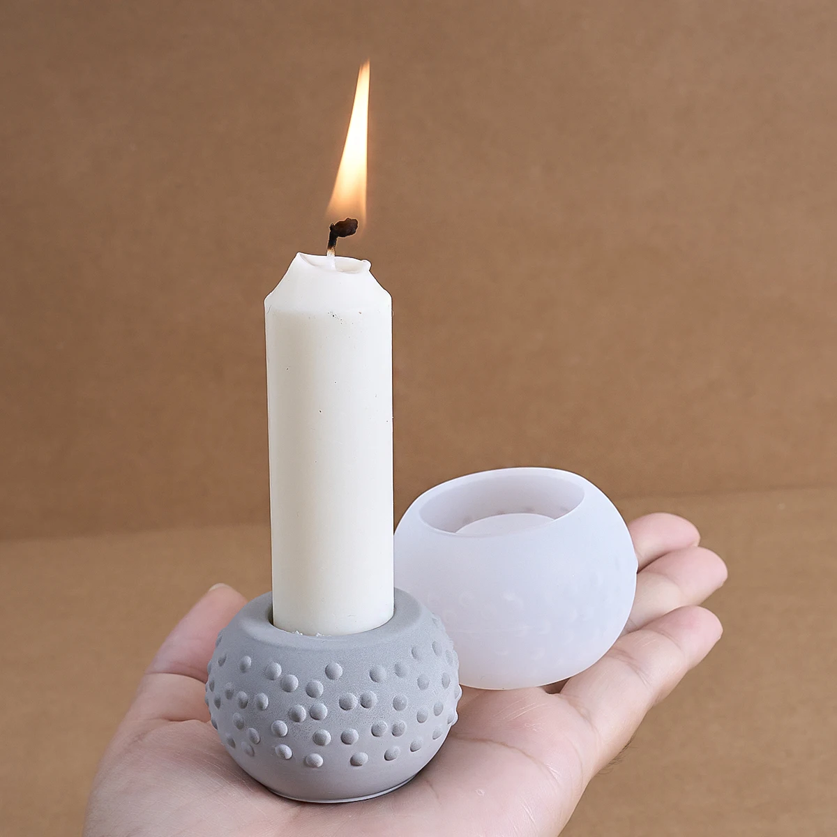 Polka Dot Candle Holder Silicone Mold DIY Round Pattern Plaster Candle Base Storage Bowl Concrete Resin Mold Home Decor Craft view 5