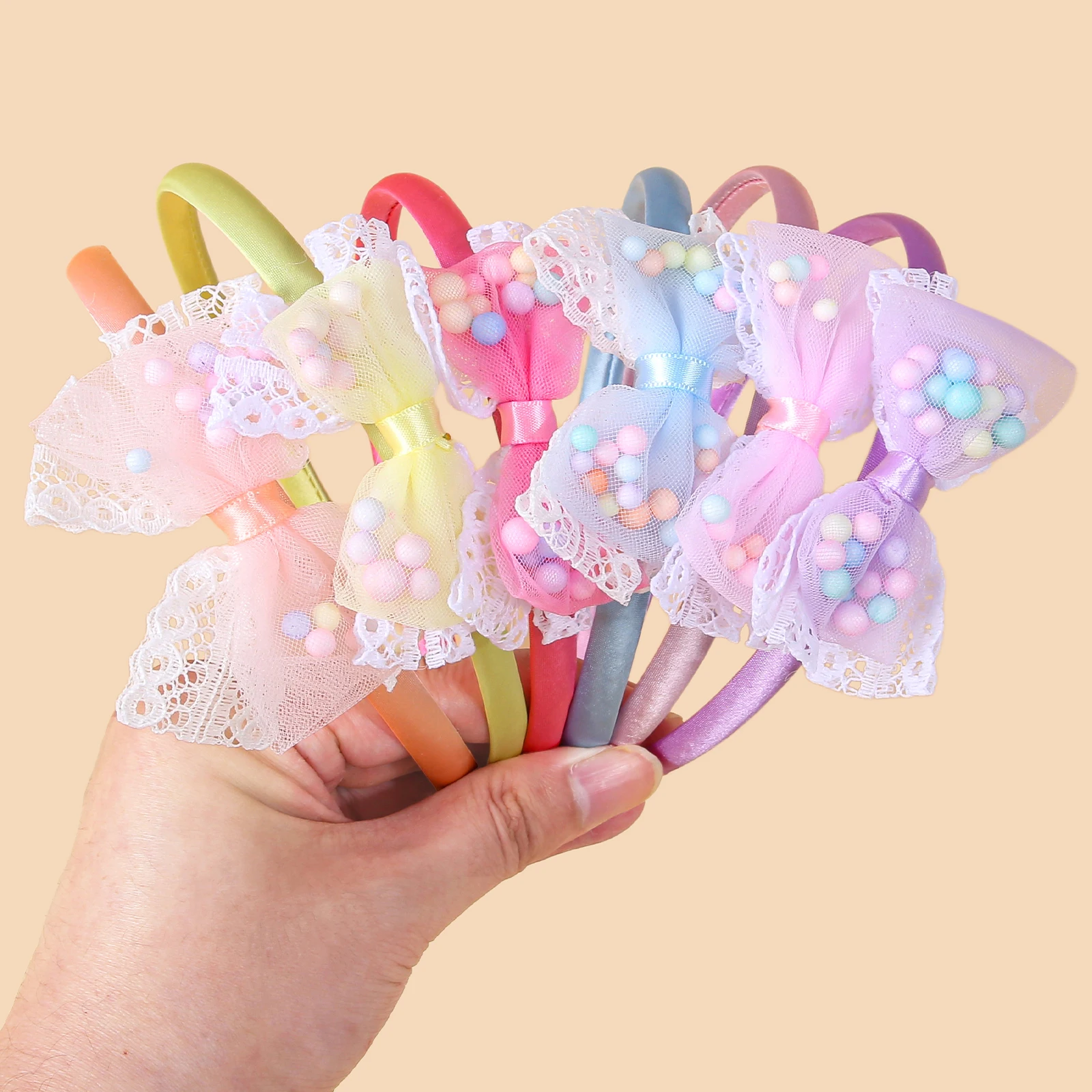 3/6 قطعة الدانتيل شبكة رغوة الكرة القوس رباط شعر للفتيات لطيف موضة وصمة عار رباطات للأطفال النساء إكسسوارات الشعر اليومية