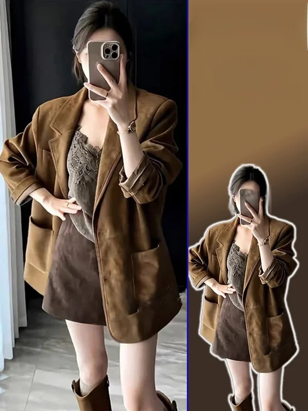 

plus Size Retro Versatile Suit Jaet Spring New Sle Inner Tank Top f Skirt Tee Piece Set Women's Faion Ensemble