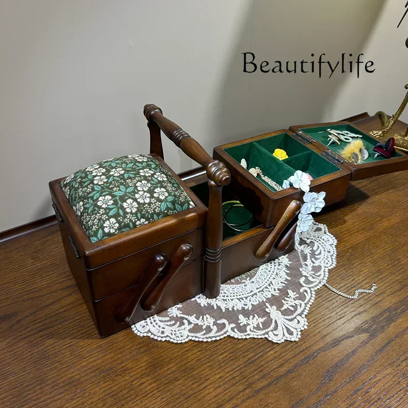 BJ H Medieval Jewelry Sorting Storage Box Display Case Decoration Desktop Storage Box Household Sewing Box