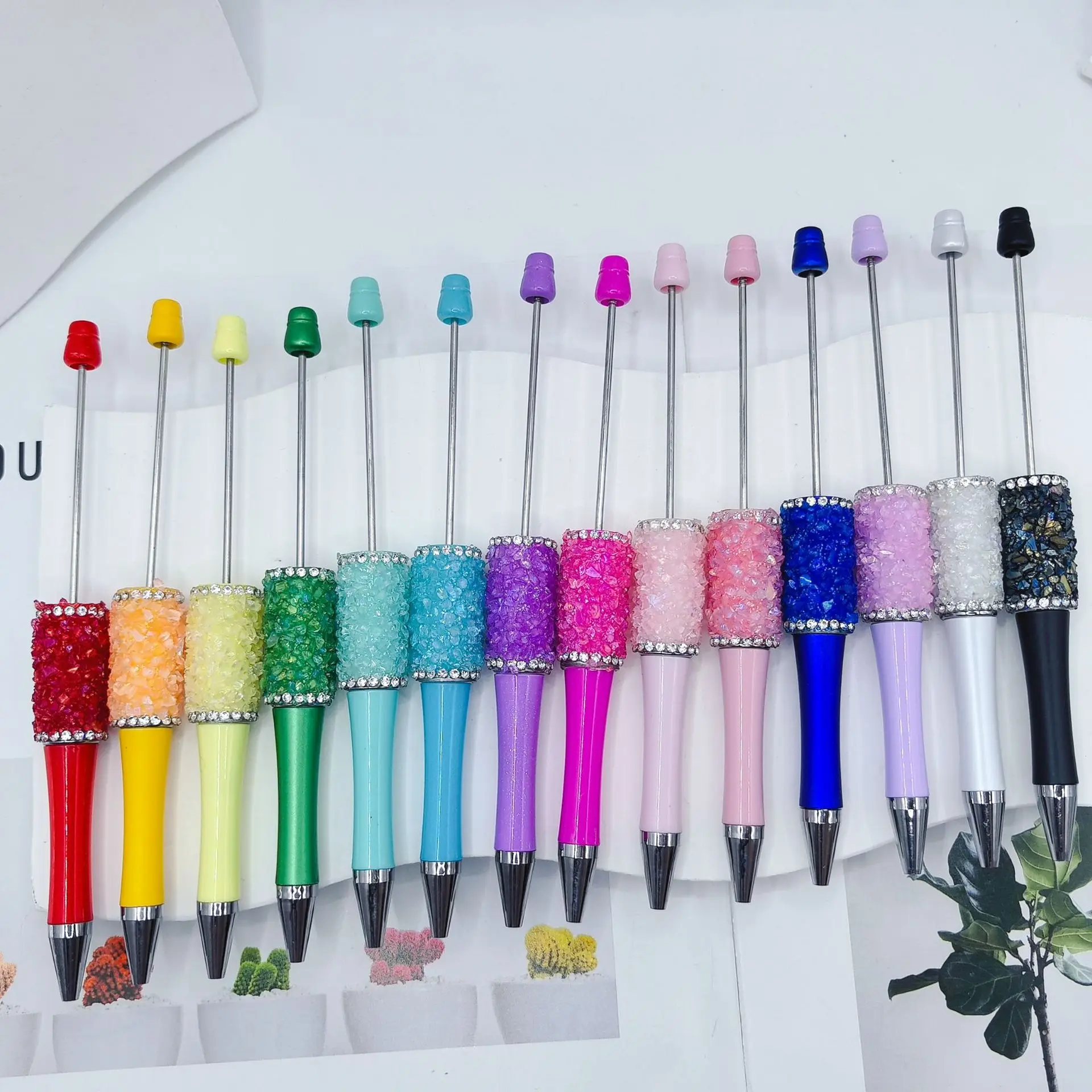 

50 шт. DIY Роскошная ручка с кристаллами и бриллиантами, конфеты, блестящая шариковая ручка из бисера, высокое качество, элегантный подарок ручной работы, декоративные ручки