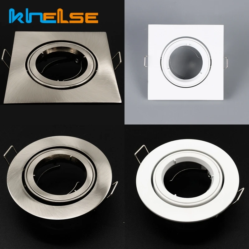5pcs/Lot LED Downlights Fixture Aluminum White Nickel MR16 GU10 Rotable Holder Frame Recessed Ceiling Spotlight Bracket Fittings