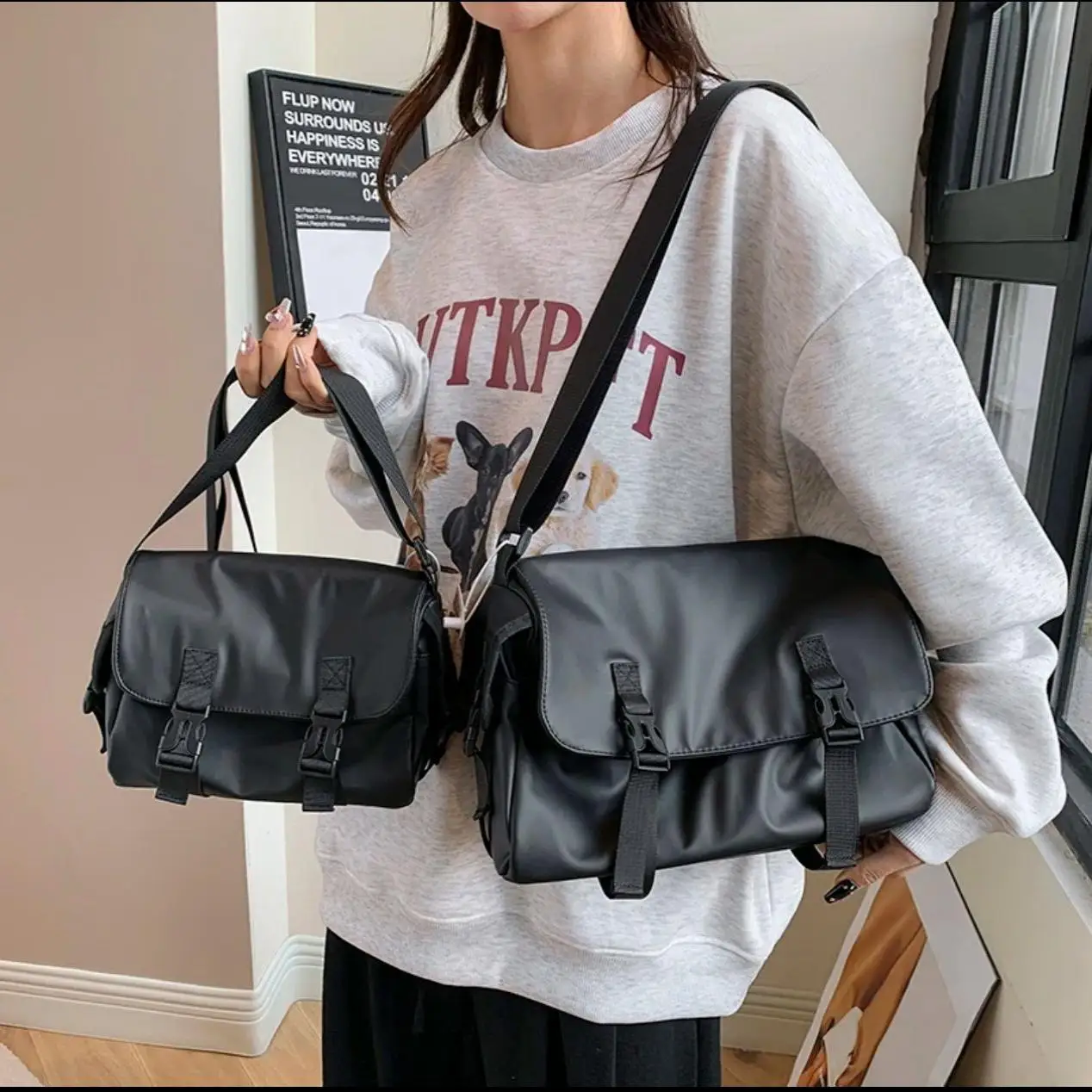 Bolsa Mensageiro Minimalista Moderna de Grande Capacidade, Bolsa Transversal Casual para Homens e Mulheres, Mochila de Moda e...