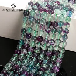 Hot Sell Natural Colorful Fluorite Beads 4 6 8 10 12mm Pick Size High Quality Beads Ice Fluorite Gemstone For Jewelry Making