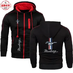 Ford Mustang Racing Logo Printed Men's Fashion Top Jacket Casual Hooded Sweater Group Wear Sweatshirt