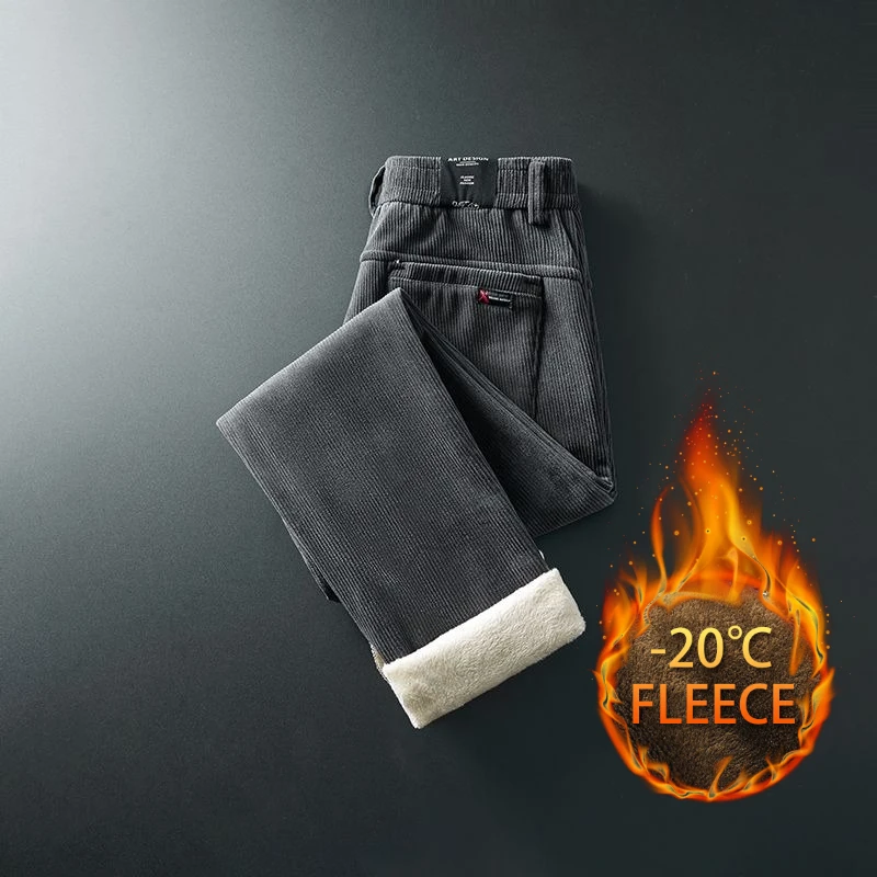 Pantalons en velours côtelé pour hommes, pantalons d'affaires décontractés, en peluche, extensibles, Slim, petits pantalons droits, pantalons d'affaires en peluche