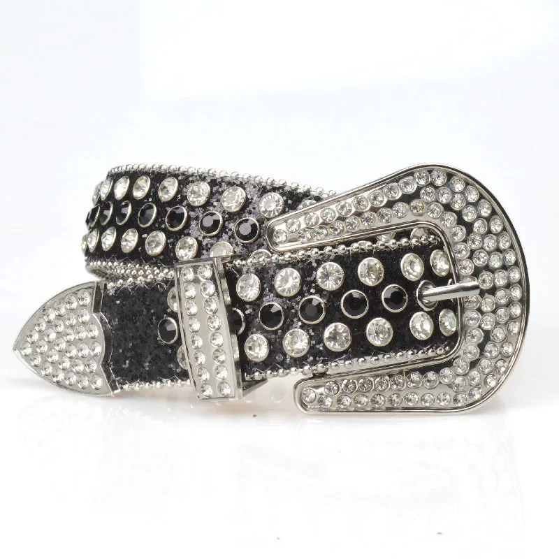 

Women's Belt Pin Buckle Rhinestone Lengthened Wide Inlaid Belt Punk