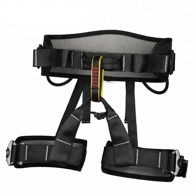 black half body safety harness set with belt for rock climbing