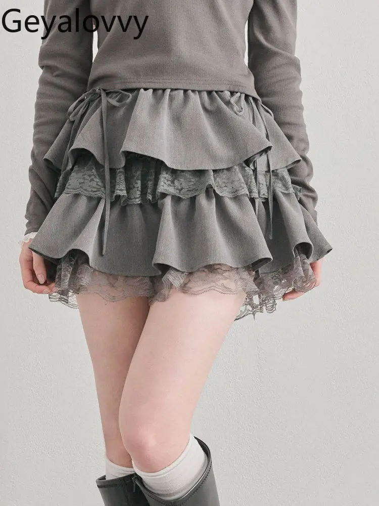 

Новая женская мини-юбка в японском стиле, весна-лето 2026, с пышным бантом, многослойная, модная повседневная, с высокой талией