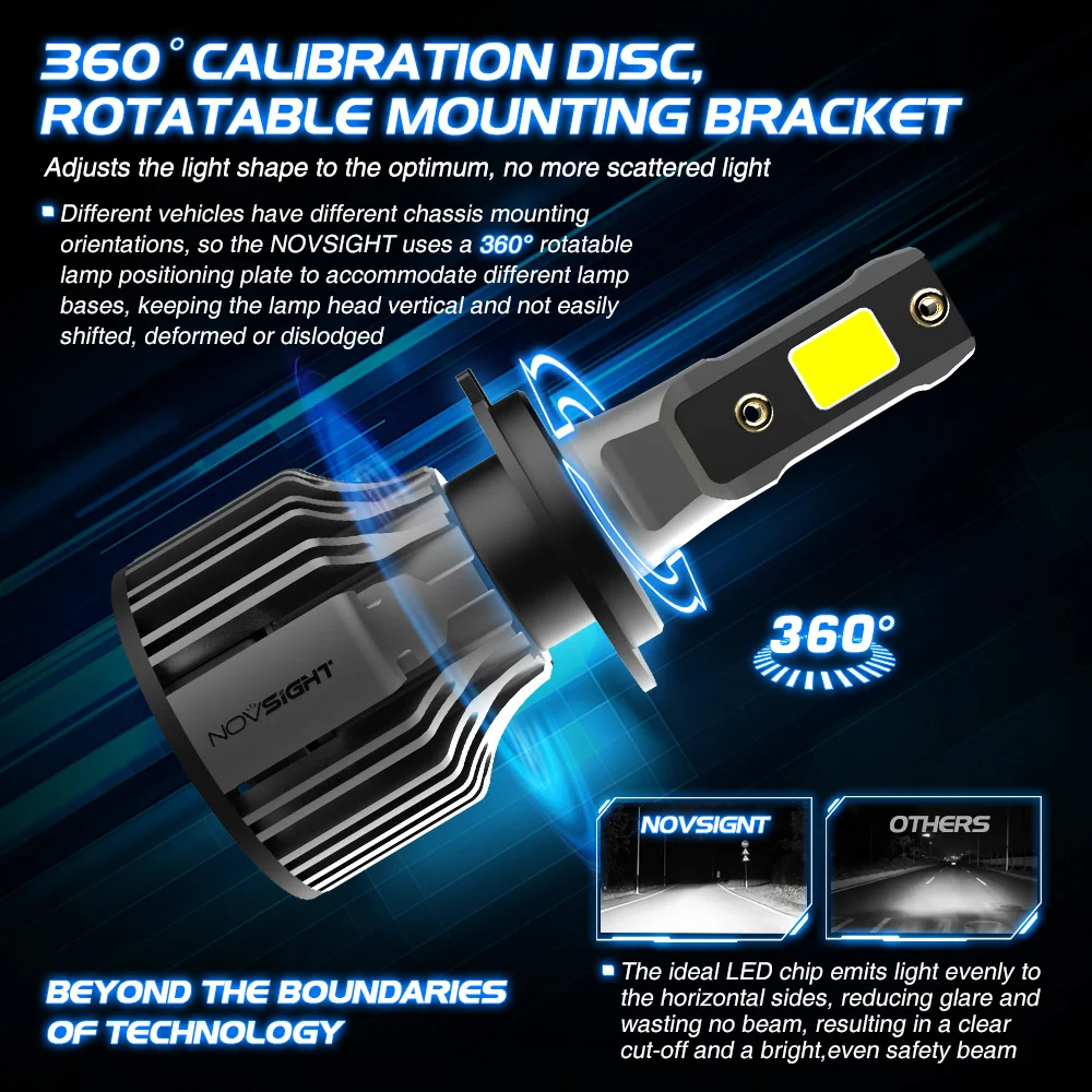 Novsight N39 H7 faro a LED per Auto H4 LED H1 H11 9005 HB3 9006 HB4 6000K 10000LM 72W 12V LED Auto faro fendinebbia lampadine