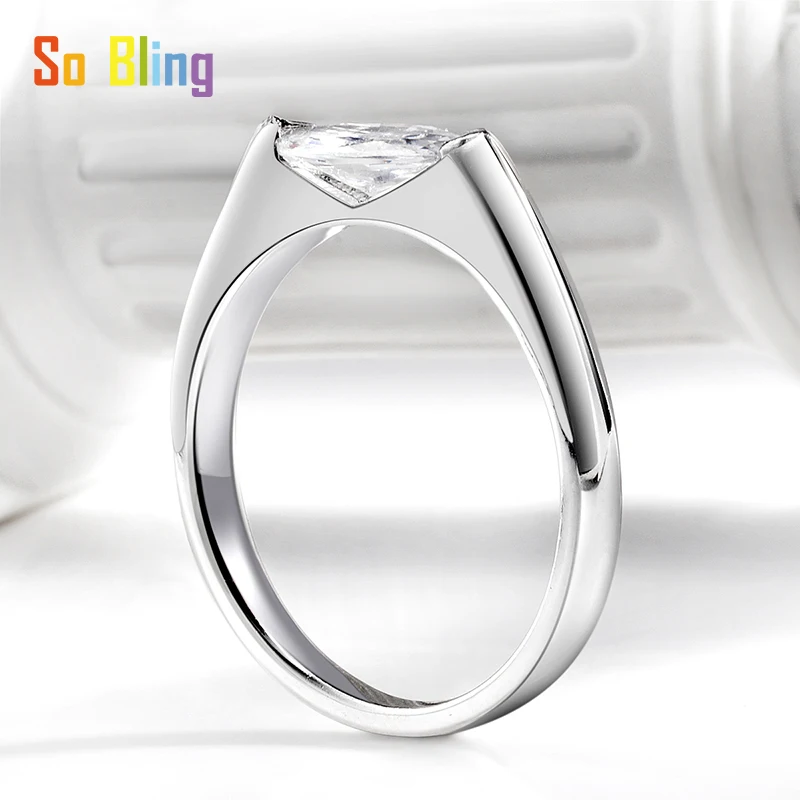 So-Bling 925 فضة خاتم 1ct 5*10 مللي متر ماركيز قطع مويسانيتي خواتم للنساء أنيقة غرامة فاخرة جودة حفلة هدية #4