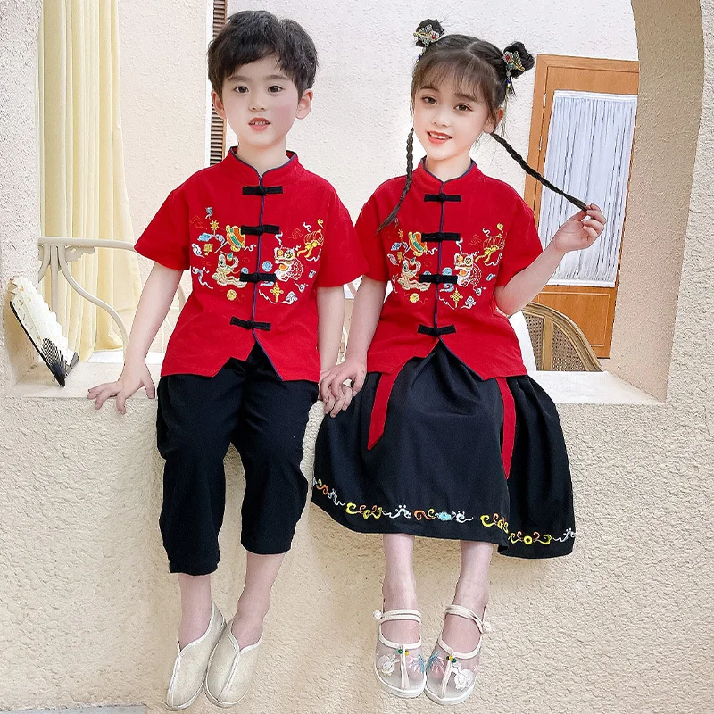 Children's Traditional Chinese Costume, Republic of China Style, June 1 Performance Costume, Boys and Girls, Students Reciting