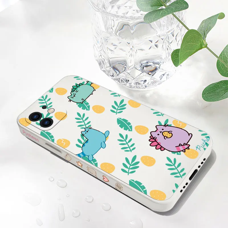 Etui na telefon Cute Pusheens Cats do iPhone 15 14 13 12 11 Pro Max Mini X XR XSMAX SE20 8 7 6S Plus Miękka, płynna silikonowa osłona