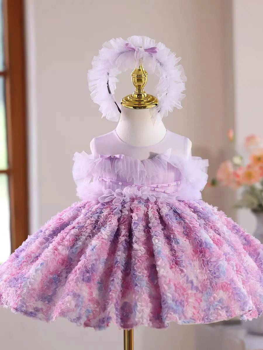 ジルウィッシュ J515 ライラックフラワーガールドレス オフショルダー 膝丈 プリンセス ウェディング 1歳の誕生日パーティー ページェント フェスティバルガウン