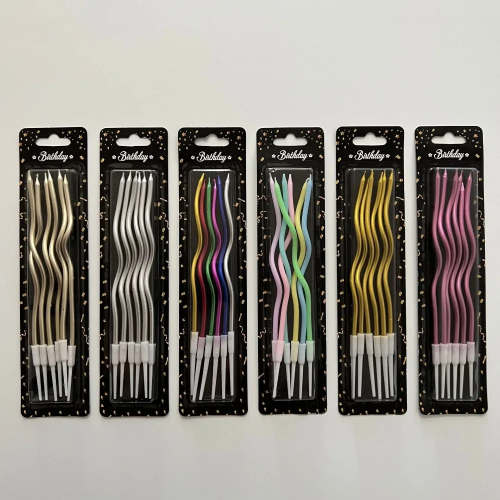 12pcs/1case Birthday Candles Spiral Cake Candles  Long Thin Cake Candles For Wedding Party And Cake Decoration