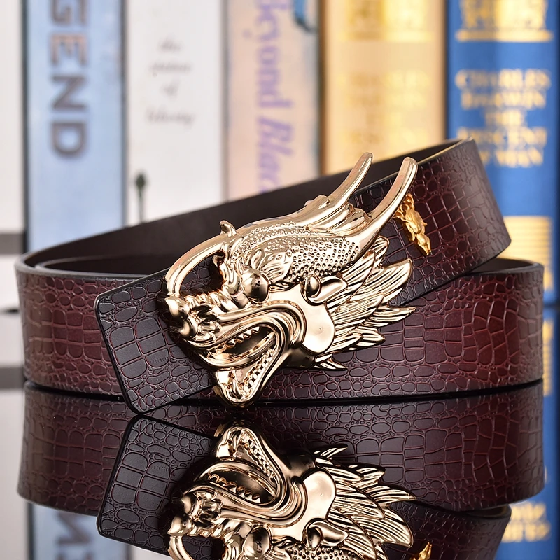 

Men's leather belt, cowhide, new casual, internet famous, genuine leather belt, men's youth, fashionable pants belt, dragon head